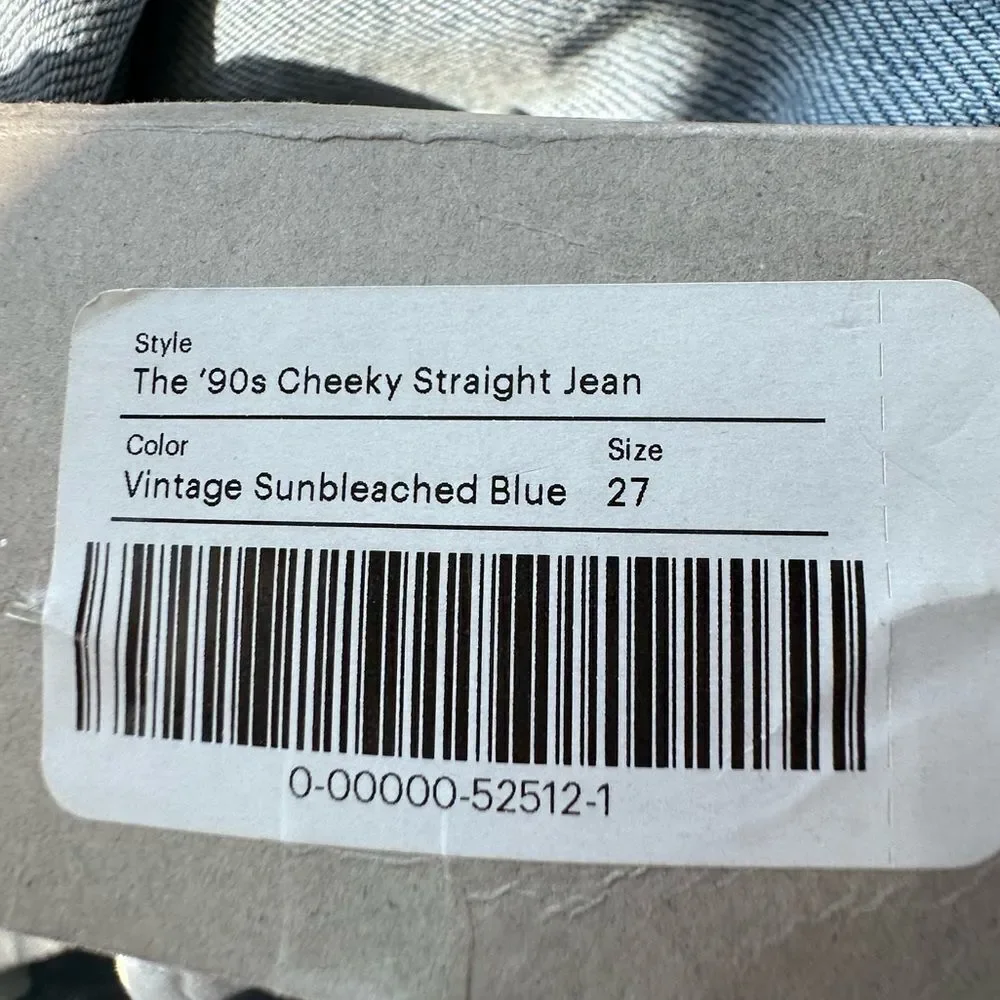 NWT EVERLANE‎ The '90s Cheeky Straight Jean Vintage Sunbleached Blue size 27